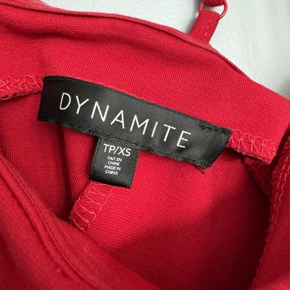 Dynamite Red Bodycon Midi Dress with Slit - Picture 3 of 3